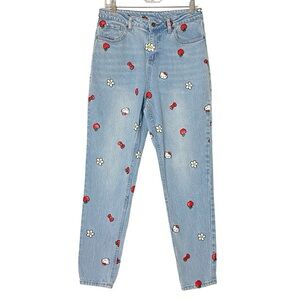 Hello Kitty Jeans Juniors Size 7 Womens Size Small High Rise Waist Printed Blue